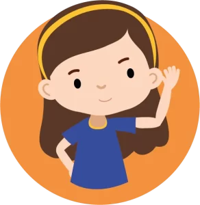 An illustration of a girl listening to something