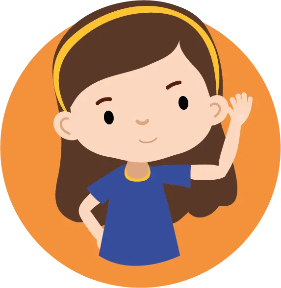 An illustration of a girl listening to something