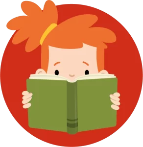 An illustration of a girl reading a book