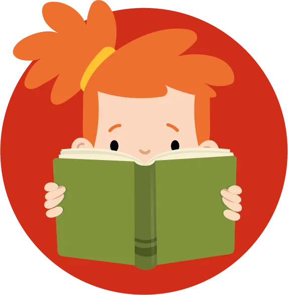 An illustration of a girl reading a book