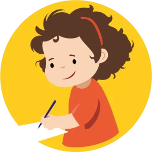 An illustration of a girl writing