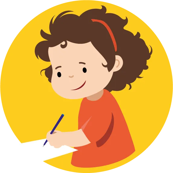 An illustration of a girl writing