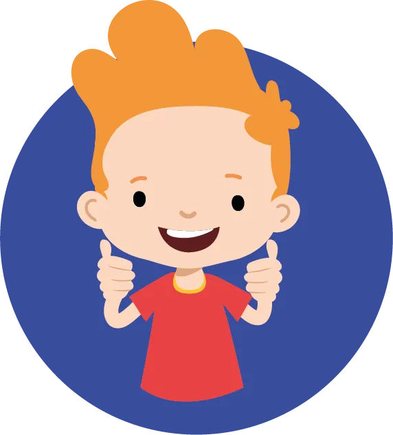 An illustration of a boy giving a thumbs up with a big smile on his face