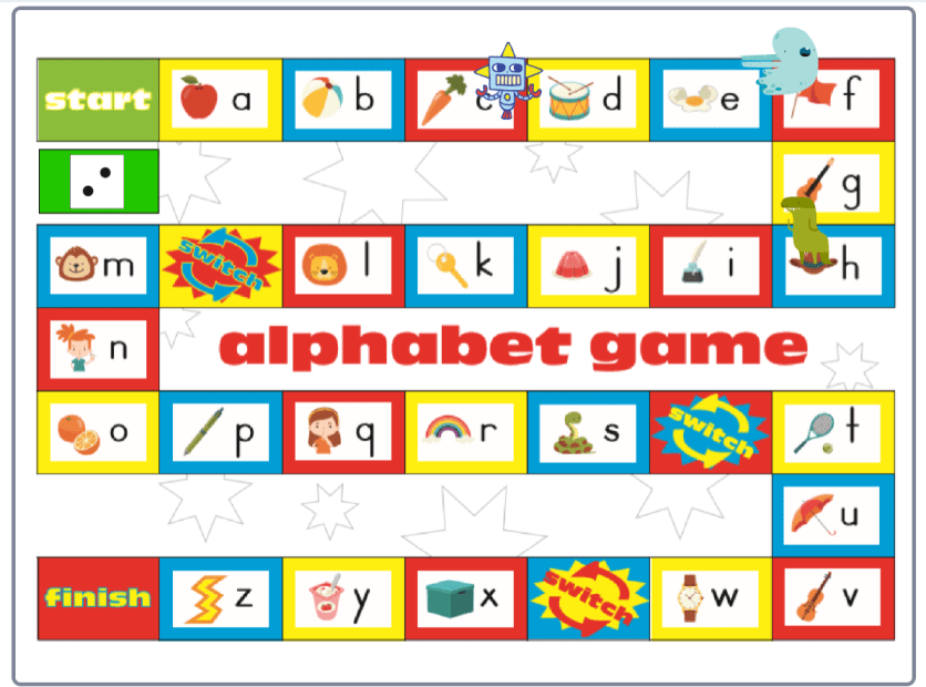 Scratch version of alphabet board game