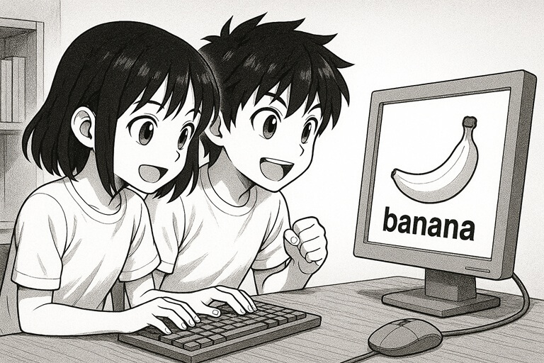 boy and girl playing an English video game