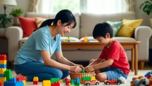 子どもの協力を引き出すためにつながりを作る親子の様子