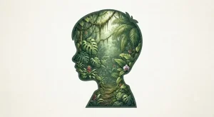 a silhouette of a child's head.