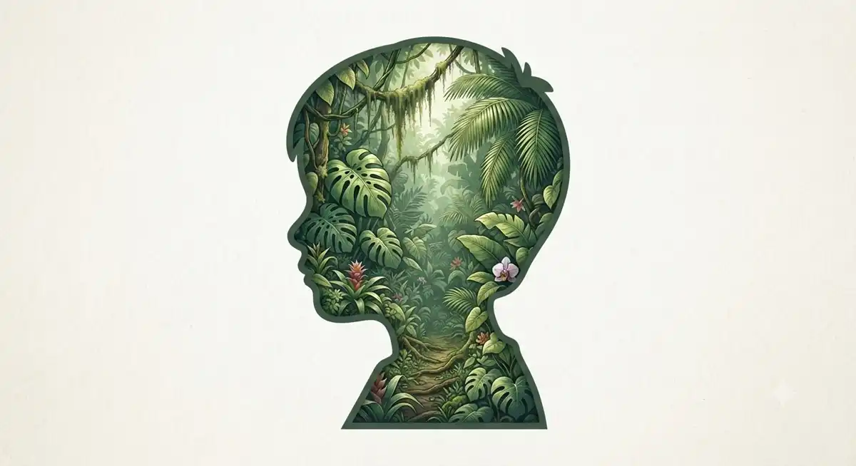 a silhouette of a child's head.